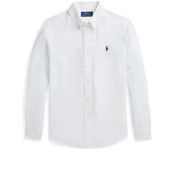 Ralph Lauren White Linen Kids Button Down Shirt size S 8 - Picture 2 of 4